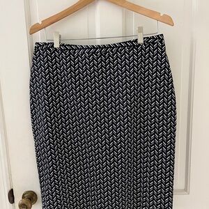 Pure Collection Navy and White Chevron Pencil Skirt